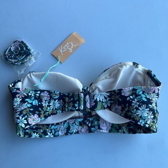 Kona Sol Women's Sweet Meadows Ditsy Bandeau Bikini Top Floral Small - Picture 3 of 6